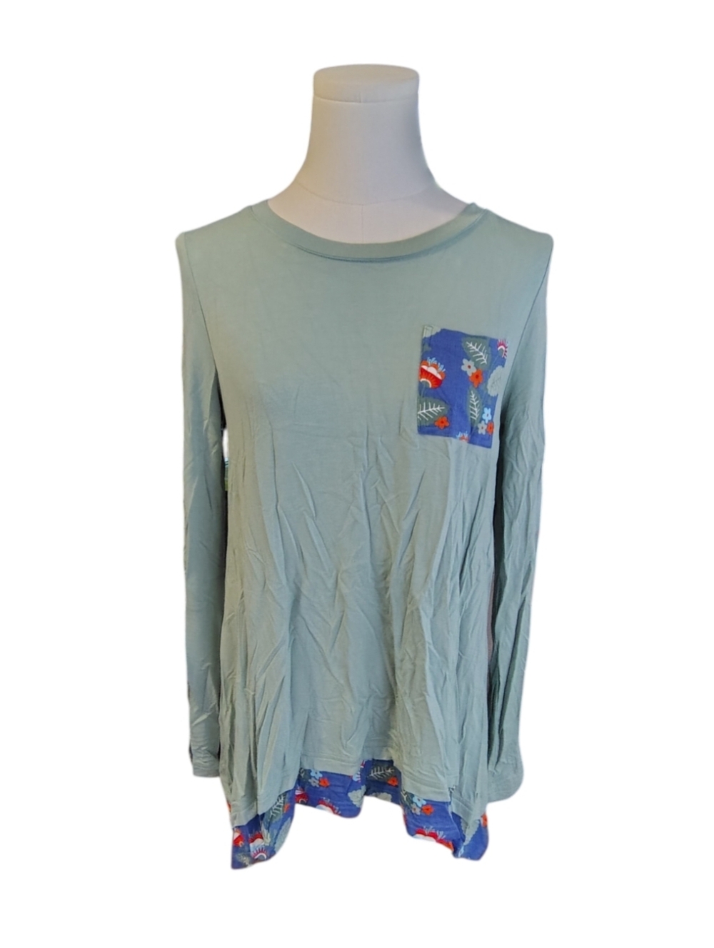 NWT Matilda Jane Green Blue Medieval Tunic With Colorful Pocket and Hem Size 16